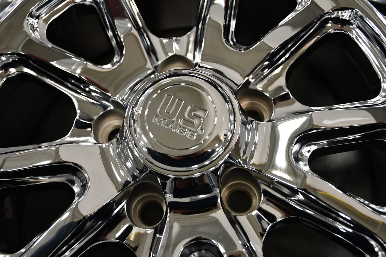 Set 4 US Mag U110 Rambler 20x9.5 5x4.5 Chrome Plated Wheels 20" 1mm Rims