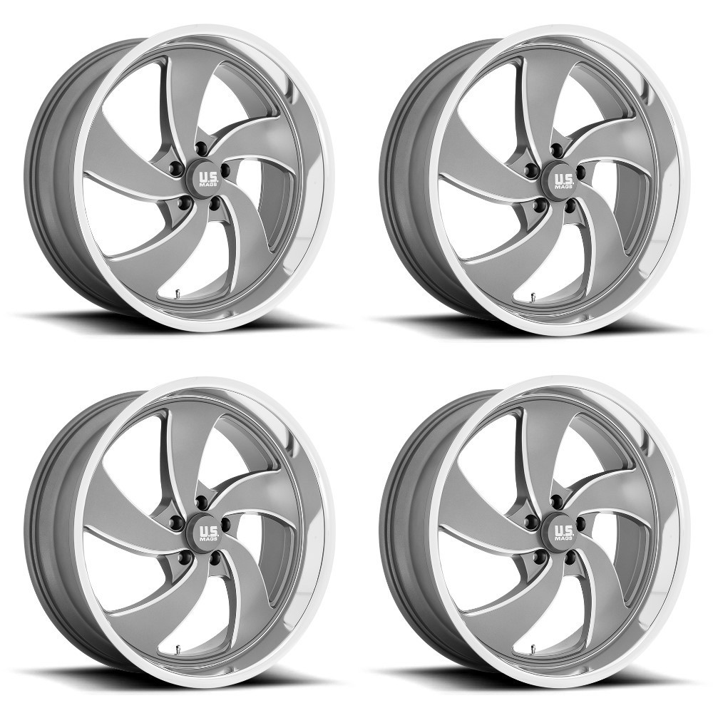 Set 4 US Mag  U133 Desperado 22x8.5 5x4.75 Anthracite Milled Wheels 22" 1mm Rims