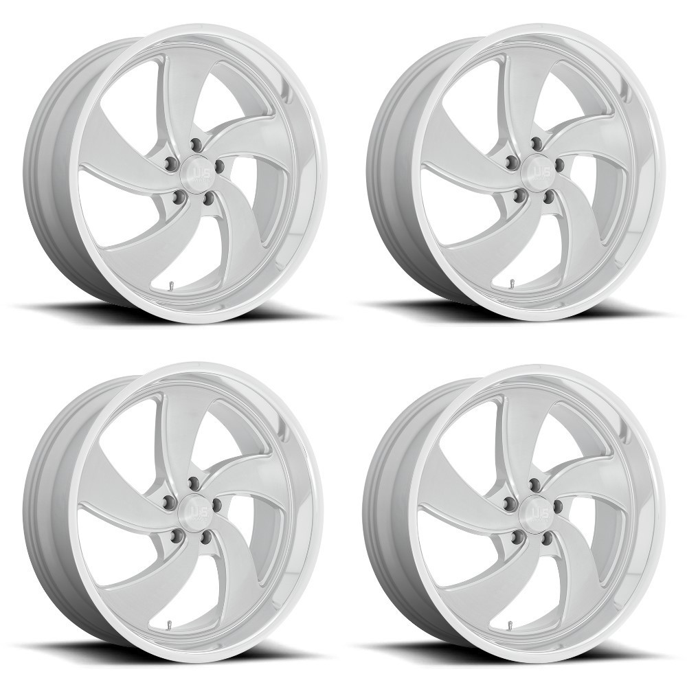Set 4 US Mag  U134 Desperado 22x10.5 5x5 Silver Milled Diamond Wheels 22" 1