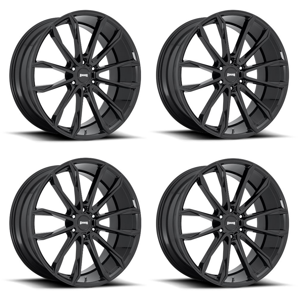 Set 4 24" DUB S253 Clout 24x10 6x135 30mm Gloss Black Wheels For Ford Lincoln
