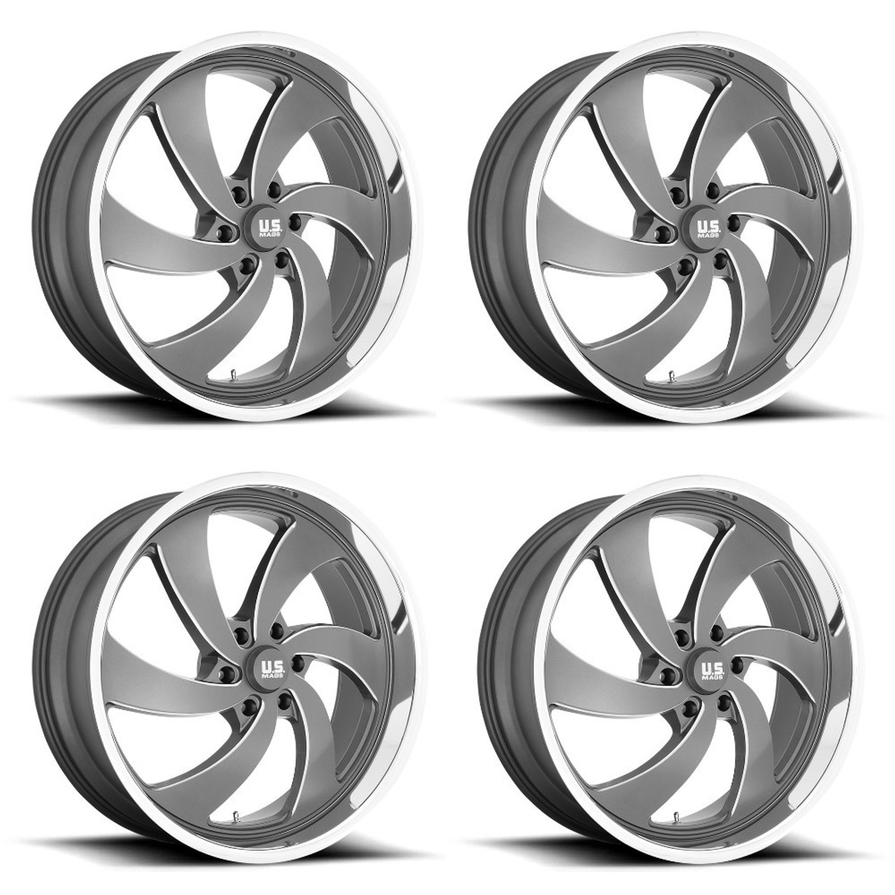 Set 4 24" US Mag U133 Desperado Anthracite Milled Wheels 6X135 25mm Set 4 24" US Mag U133 Desperado Anthracite Milled Wheels 6X135 25mm