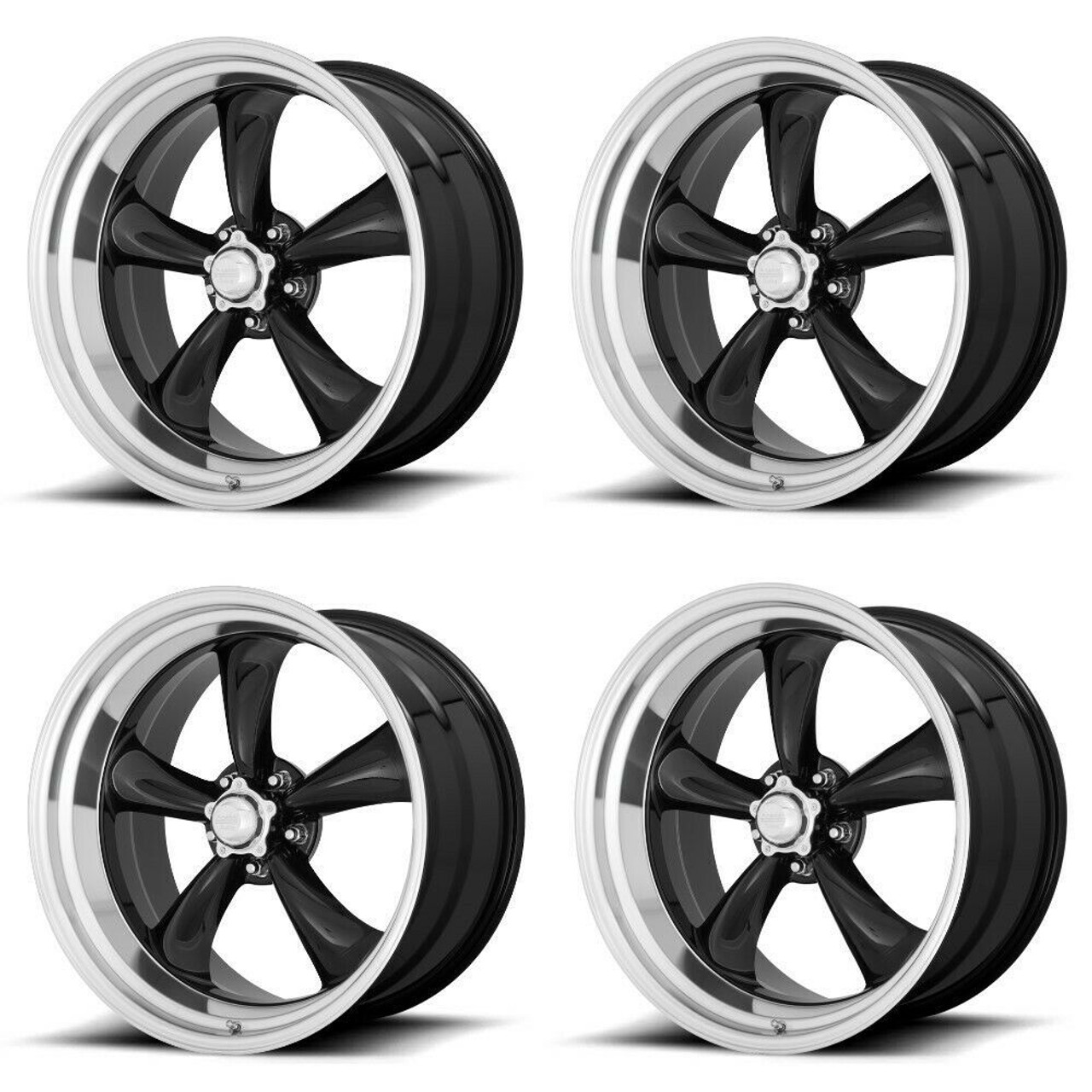 Set 4 American Racing Vintage VN338 Boss TT 18x9.5 5x4.75 Textured Black -4mm