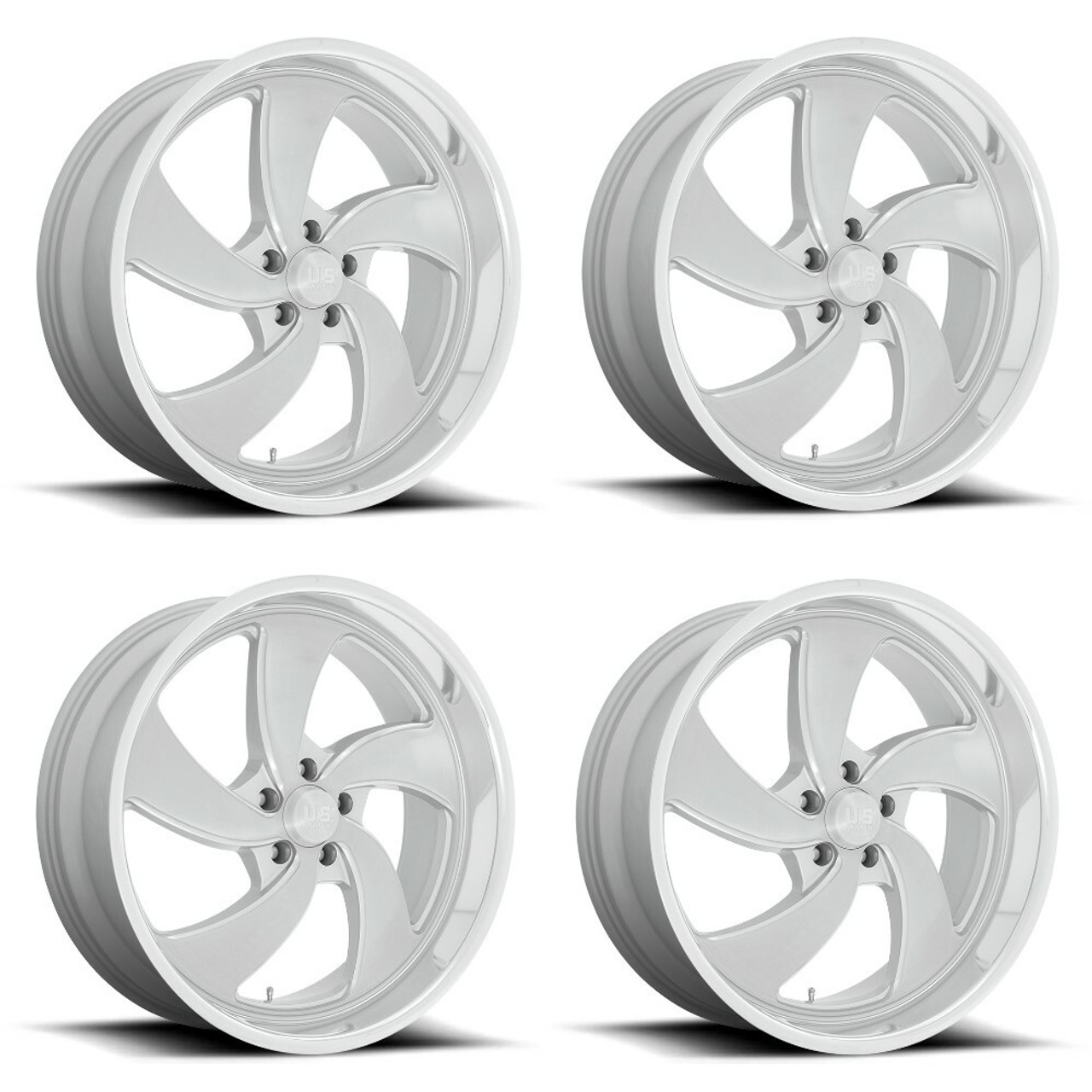 Set 4 US Mag U134 Desperado 24x9 5x5 Silver Brushed Milled Diamond 24" Rims 1mm