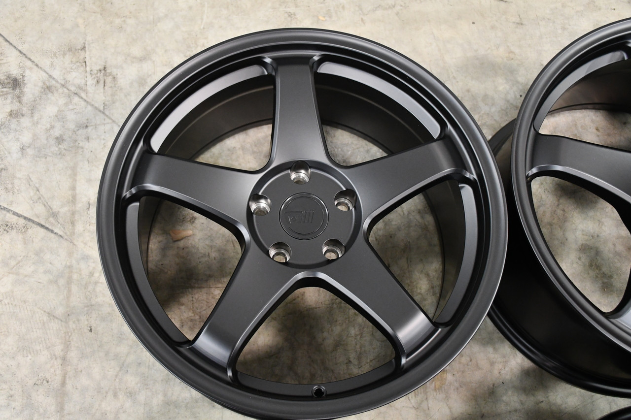 Set 4 18" Motegi MR151 CS5 18x9.5 5x4.5 40mm Wheels Satin Black Rims
