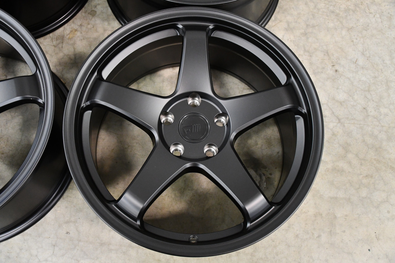 Set 4 18" Motegi MR151 CS5 18x9.5 5x4.5 40mm Wheels Satin Black Rims