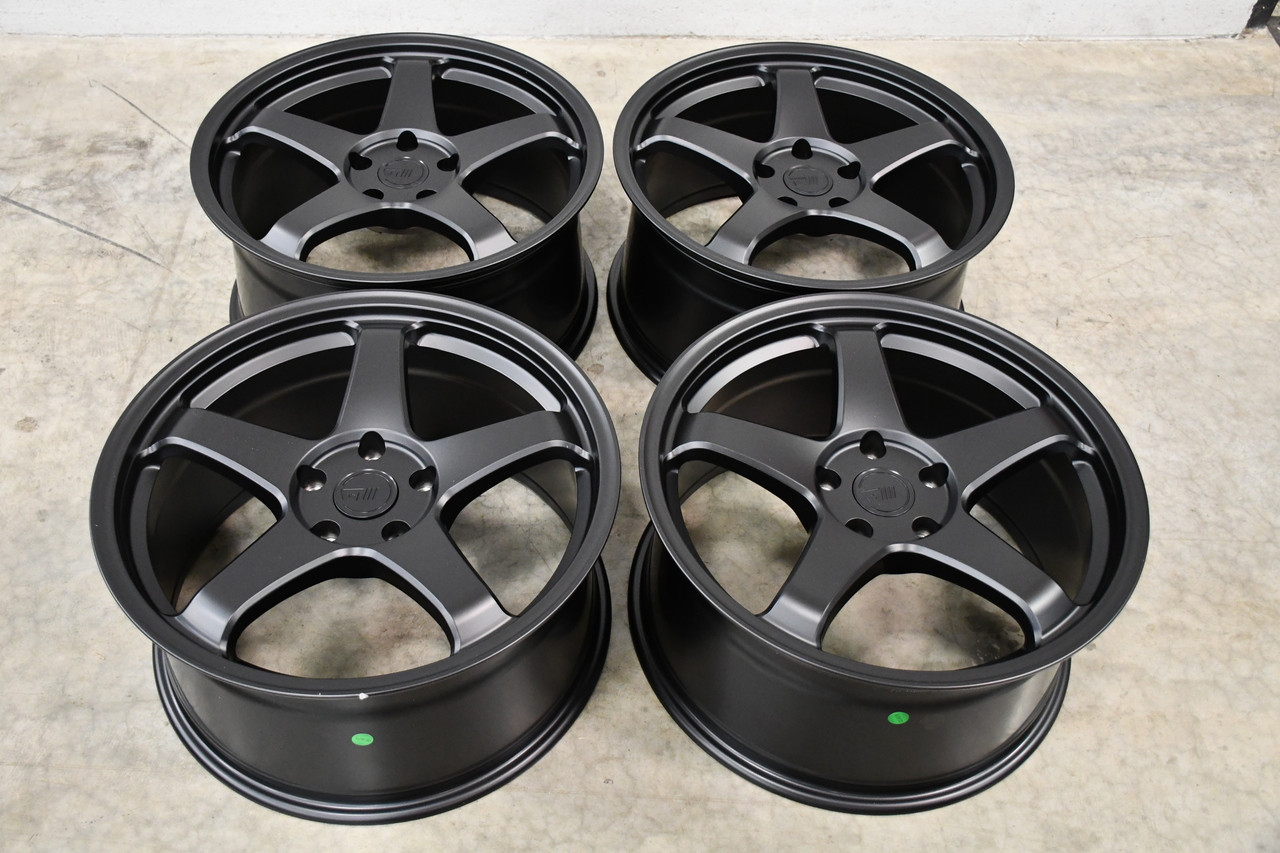 Set 4 18" Motegi MR151 CS5 18x9.5 5x4.5 40mm Wheels Satin Black Rims
