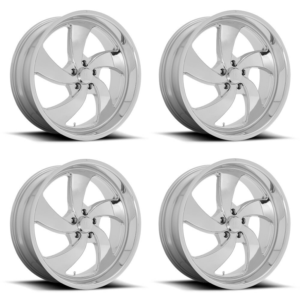 Set 4 US Mag U132 Desperado 22x10.5 5x4.75 Chrome Wheels 22" 1mm Rims