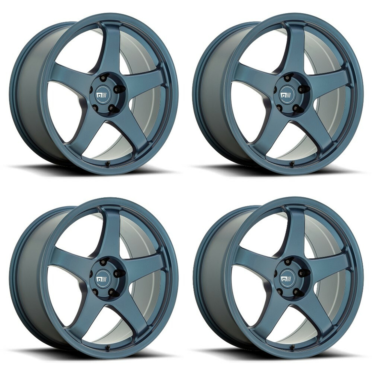 Set 4 18" Motegi MR151 CS5 18x9.5 5x4.5 40mm Wheels Satin Metallic Blue Rims