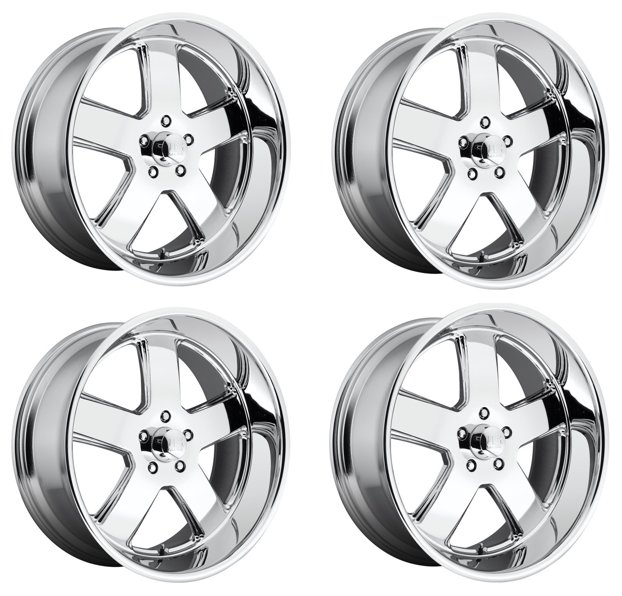 Set 4 US Mag U116 Hustler 20x8 5x5 Chrome Plated Wheels 20" 1mm For Chevy GMC