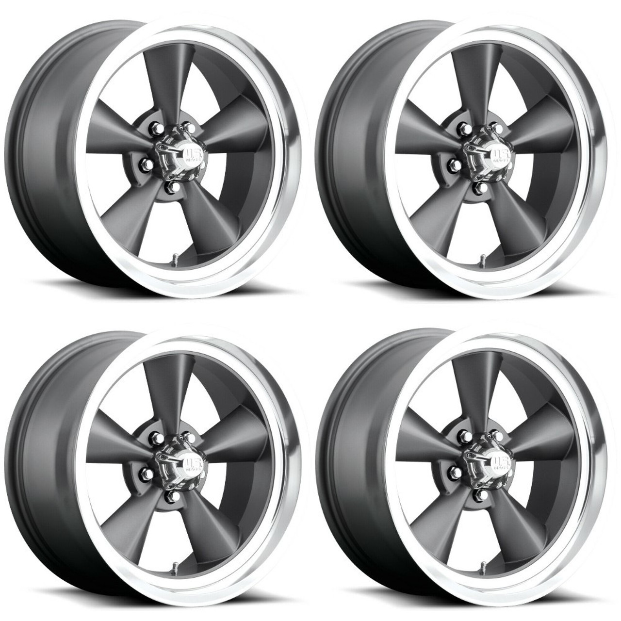 Set 4 US Mag U102 Standard 15x7 5x4.5 Matte Gun Metal Wheels 15" -5mm Rims
