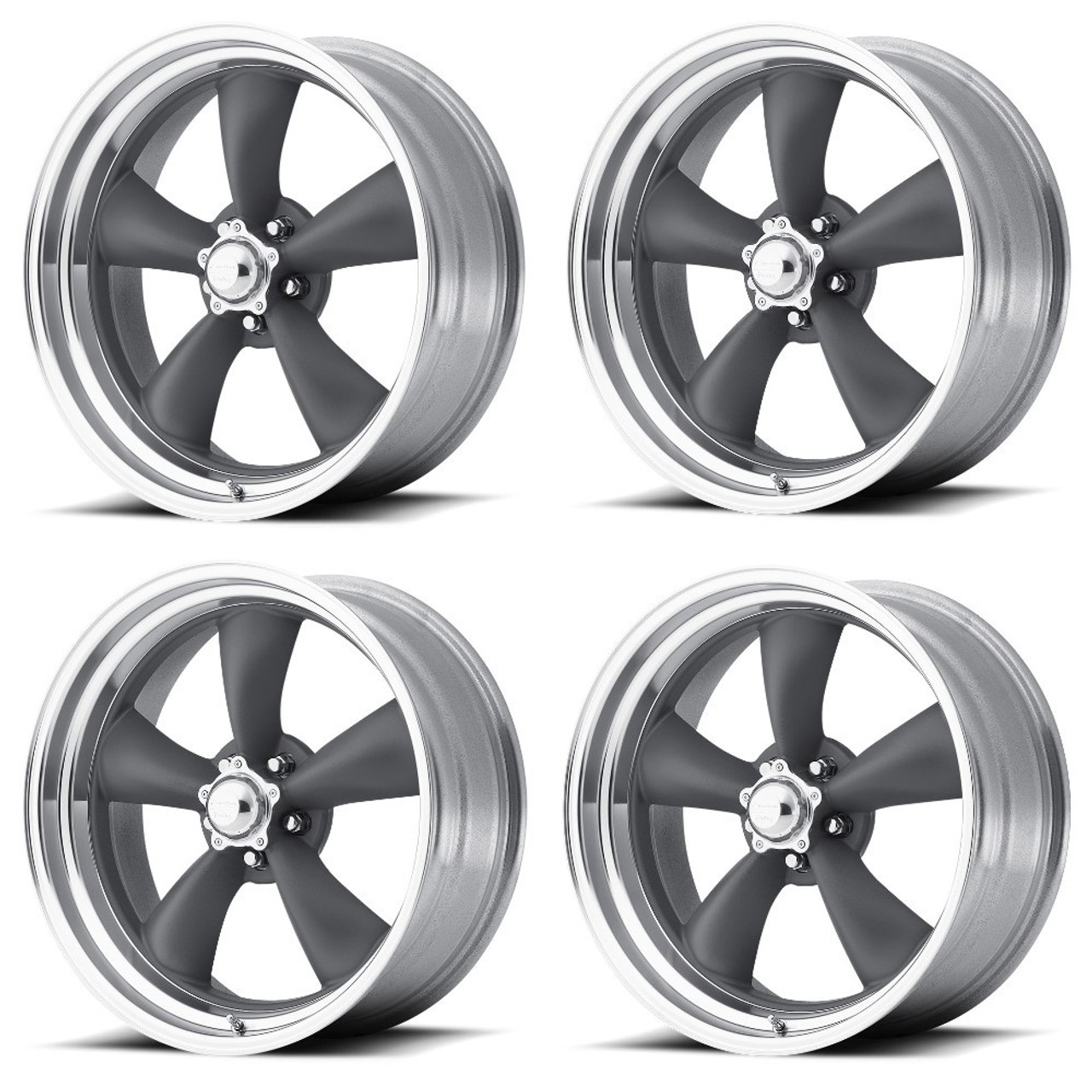 Set 4 American Racing VN215 Classic Torq Thrust II 22x9 5x4.5 Gray Rims 22" 15mm Set 4 American Racing VN215 Classic Torq Thrust II 22x9 5x4.5 Gray Rims 22" 15mm