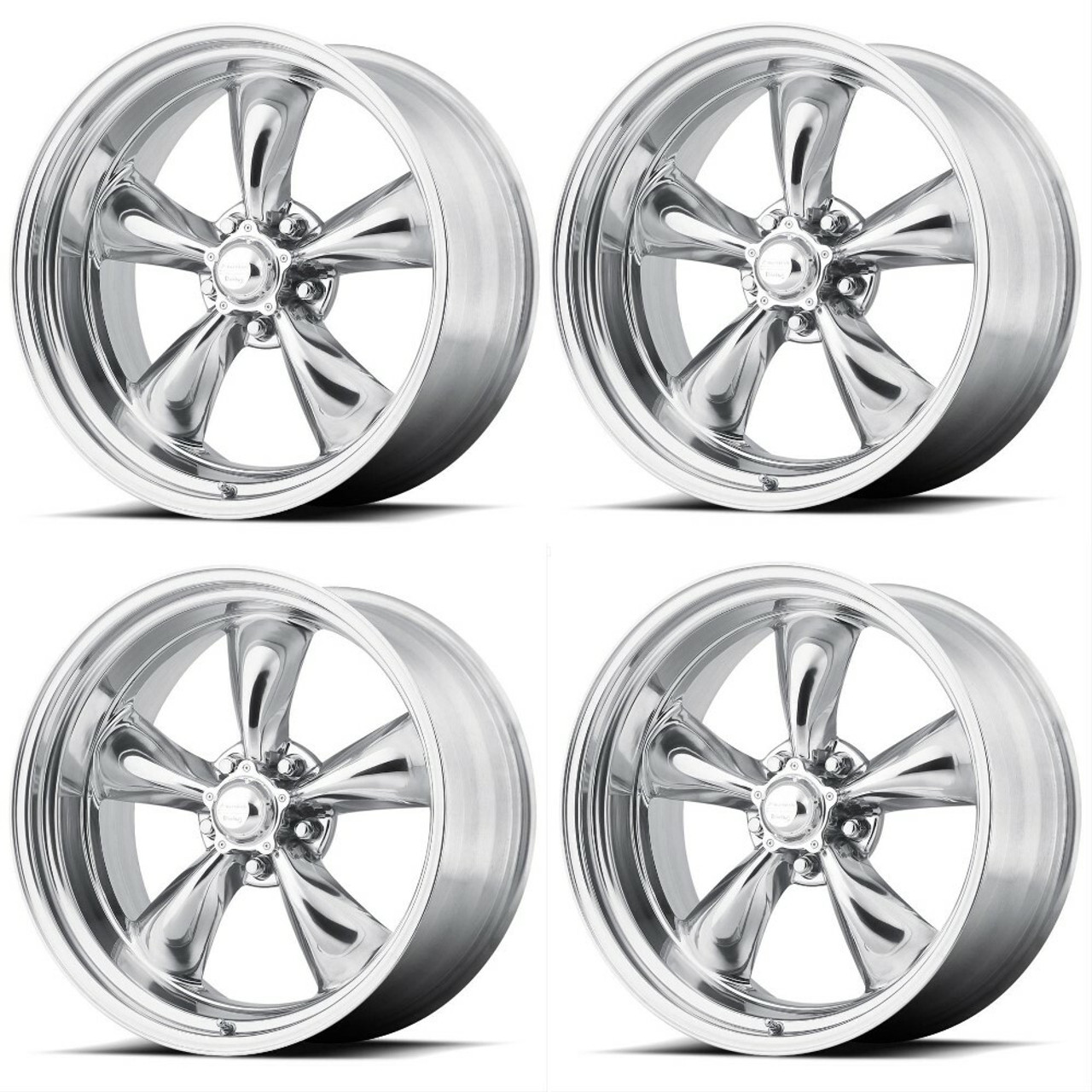 Set 4 American Racing VN505 Torq Thrust II 17x9.5 5x4.75 Polished Rims 17" 32mm