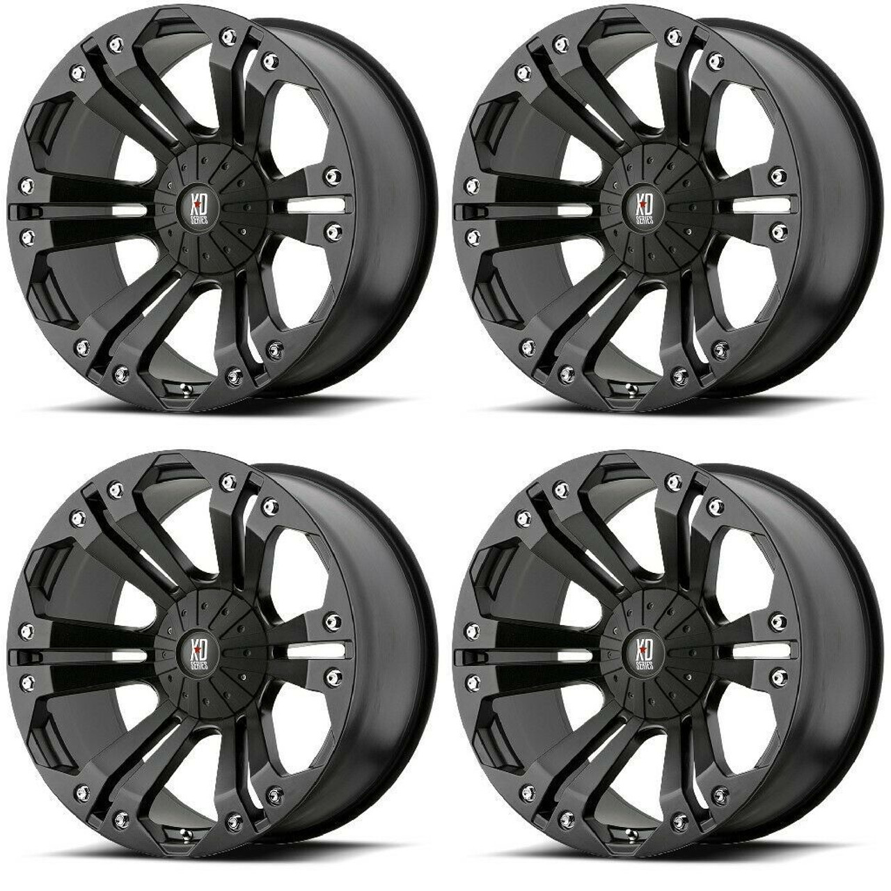 Set 4 XD XD778 Monster 18x9 5x5 5x5.5 Matte Black Wheels 18" -12mm Rims