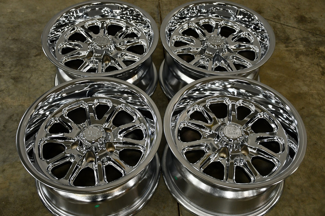 Set 4 US Mag U110 Rambler 15x7 5x4.75 Chrome Plated Wheels 15" 1mm Rims
