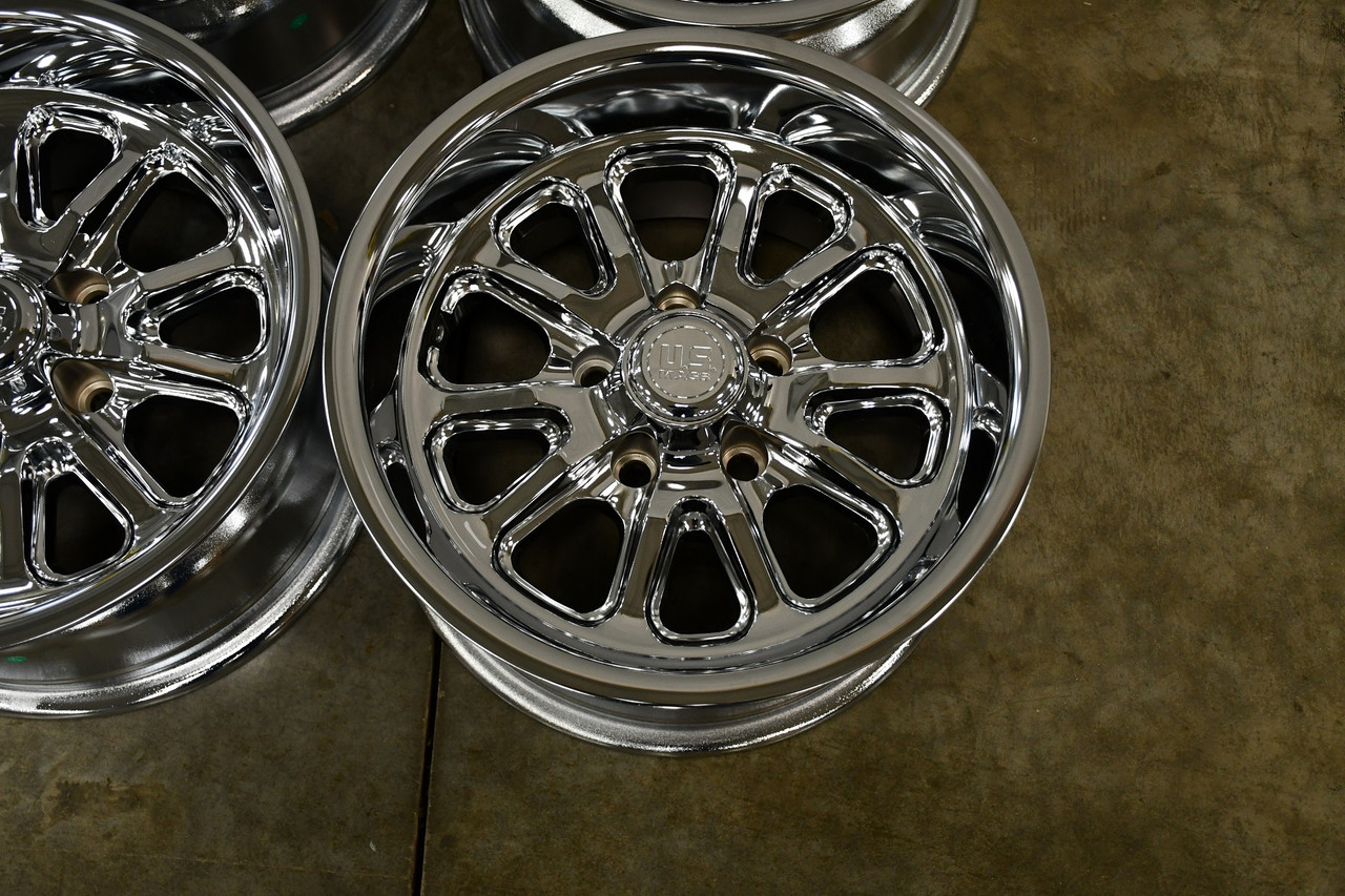 Set 4 US Mag U110 Rambler 15x7 5x4.75 Chrome Plated Wheels 15" 1mm Rims