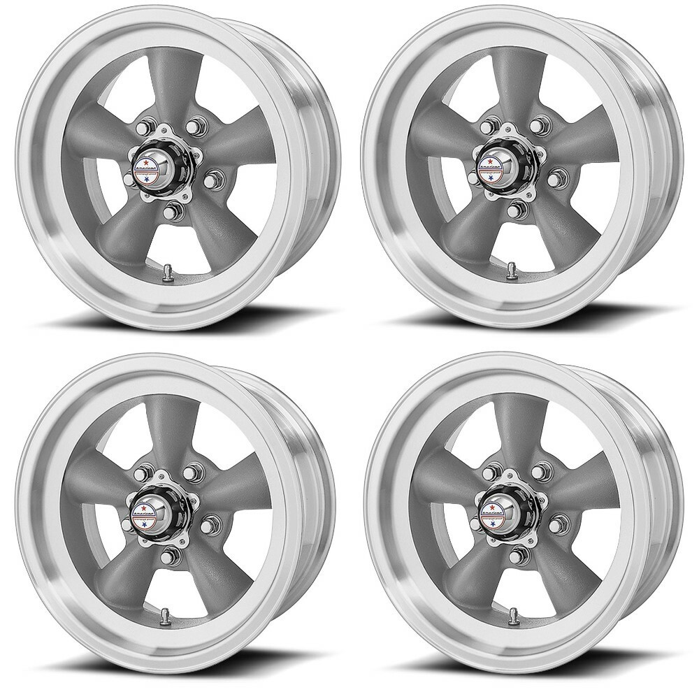 Set 4 American Racing VN105 Torq Thrust D 16x8 5x4.75 Gray Wheels 16" -12mm Rims