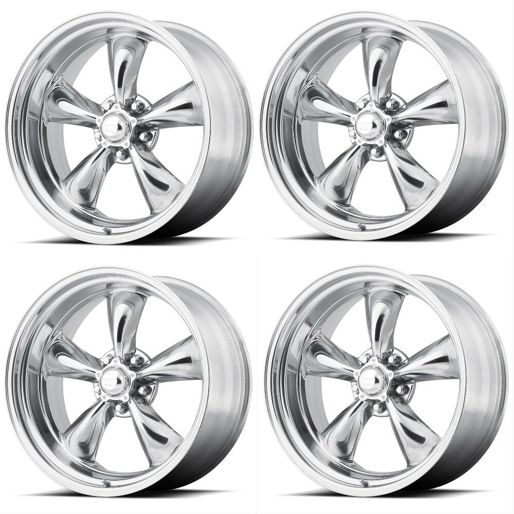 Set 4 American Racing Vintage VN505 Torq Thrust II 17x7 5x5 Polished Wheels 0mm