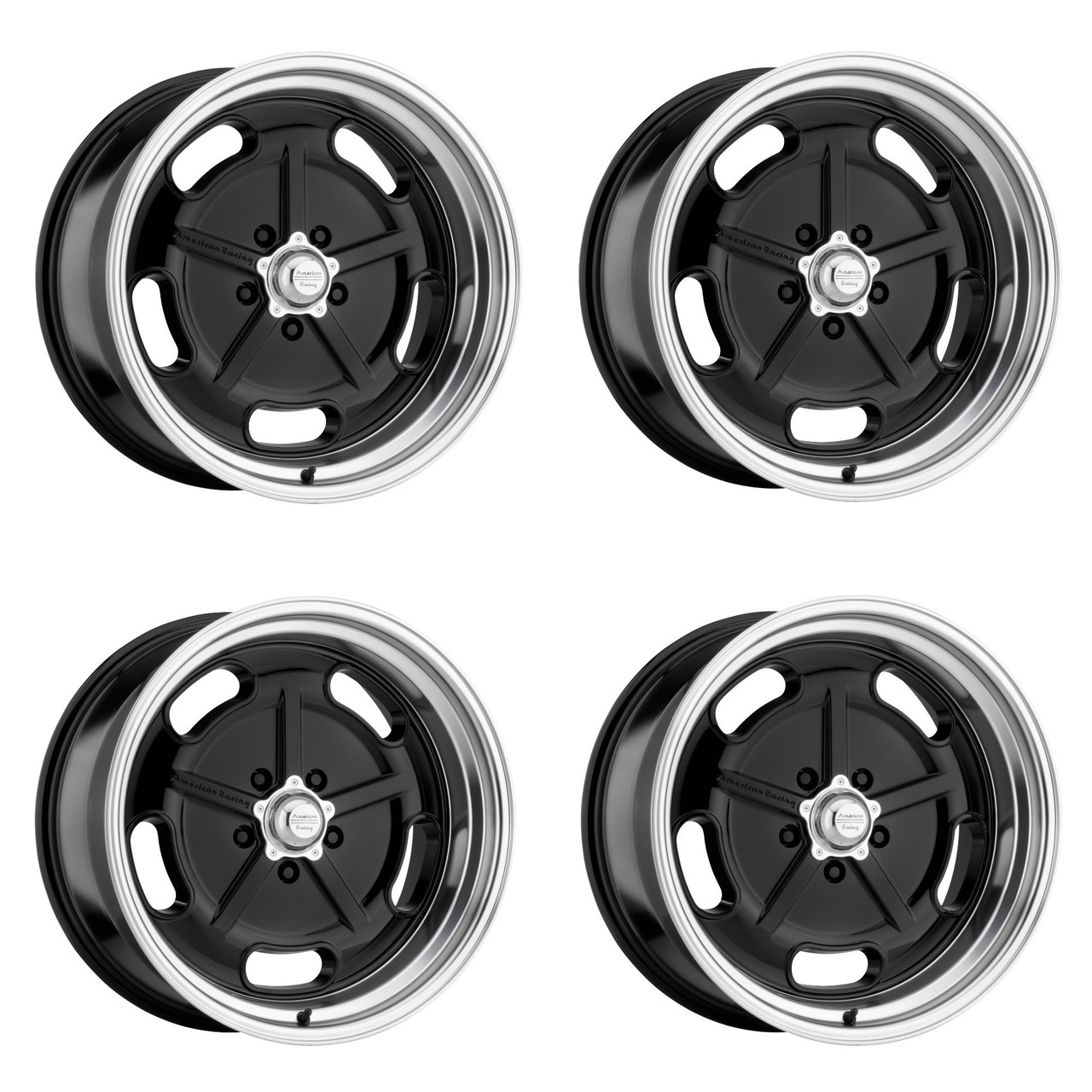 Set 4 American Racing Vintage VN511 Salt Flat 22x8.5 5x4.5 Black Wheels 22" 0mm