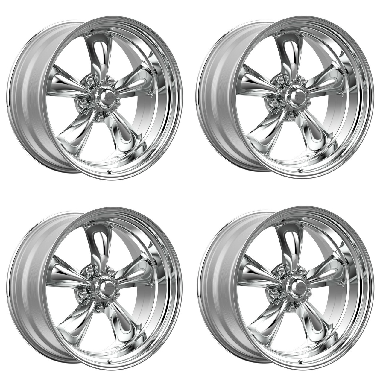 Set 4 American Racing VN515 Torq Thrust II 16x7 5x5 Polished Wheels 16" 0mm