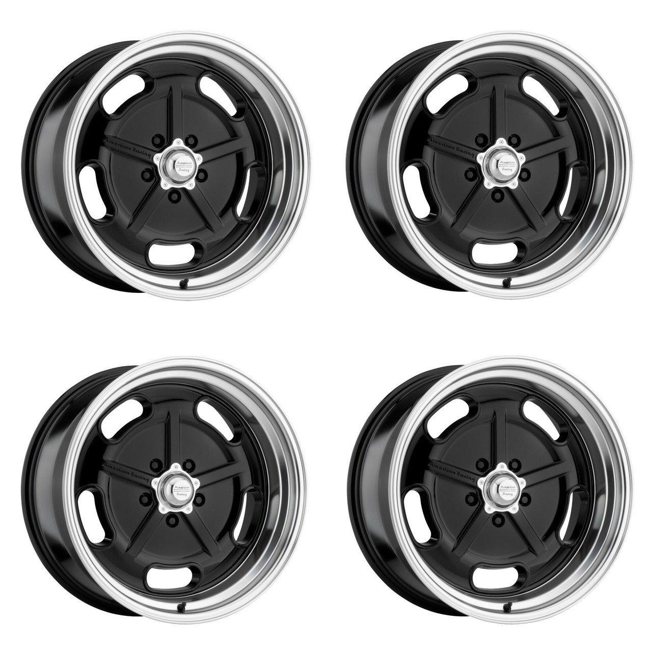 Set 4 American Racing Vintage VN511 Salt Flat 17x8 5x4.75 Black Wheels 17" 0mm
