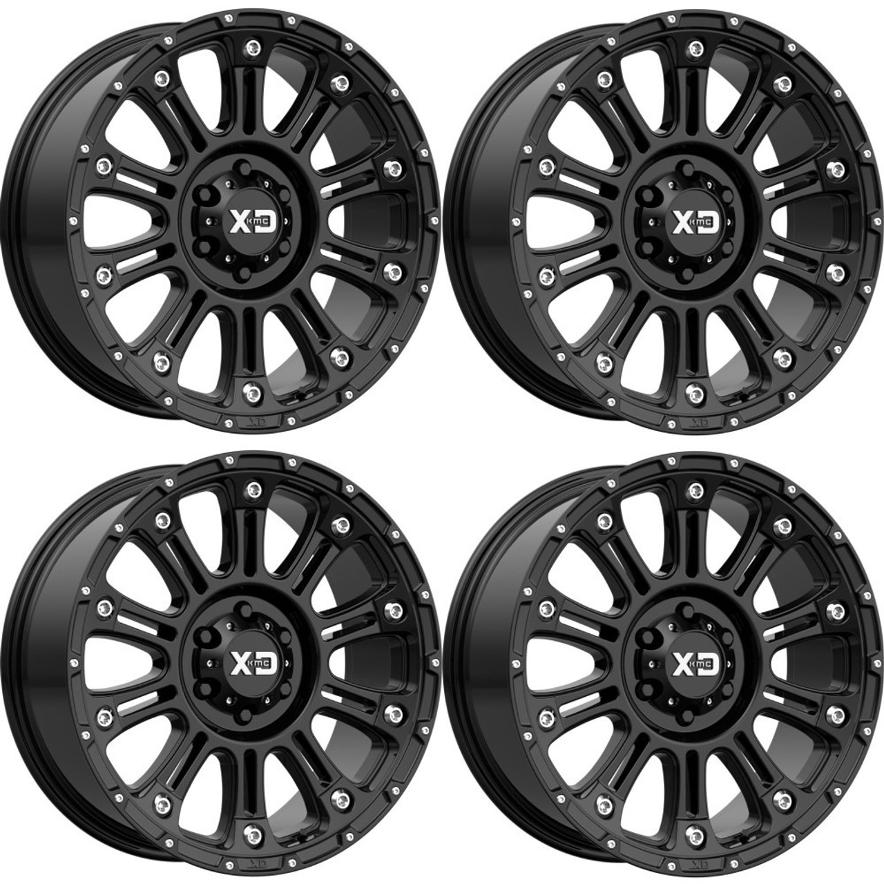 Set 4 XD XD829 Hoss II 17x9 6x5.5 Gloss Black Wheels 17" 18mm Rims