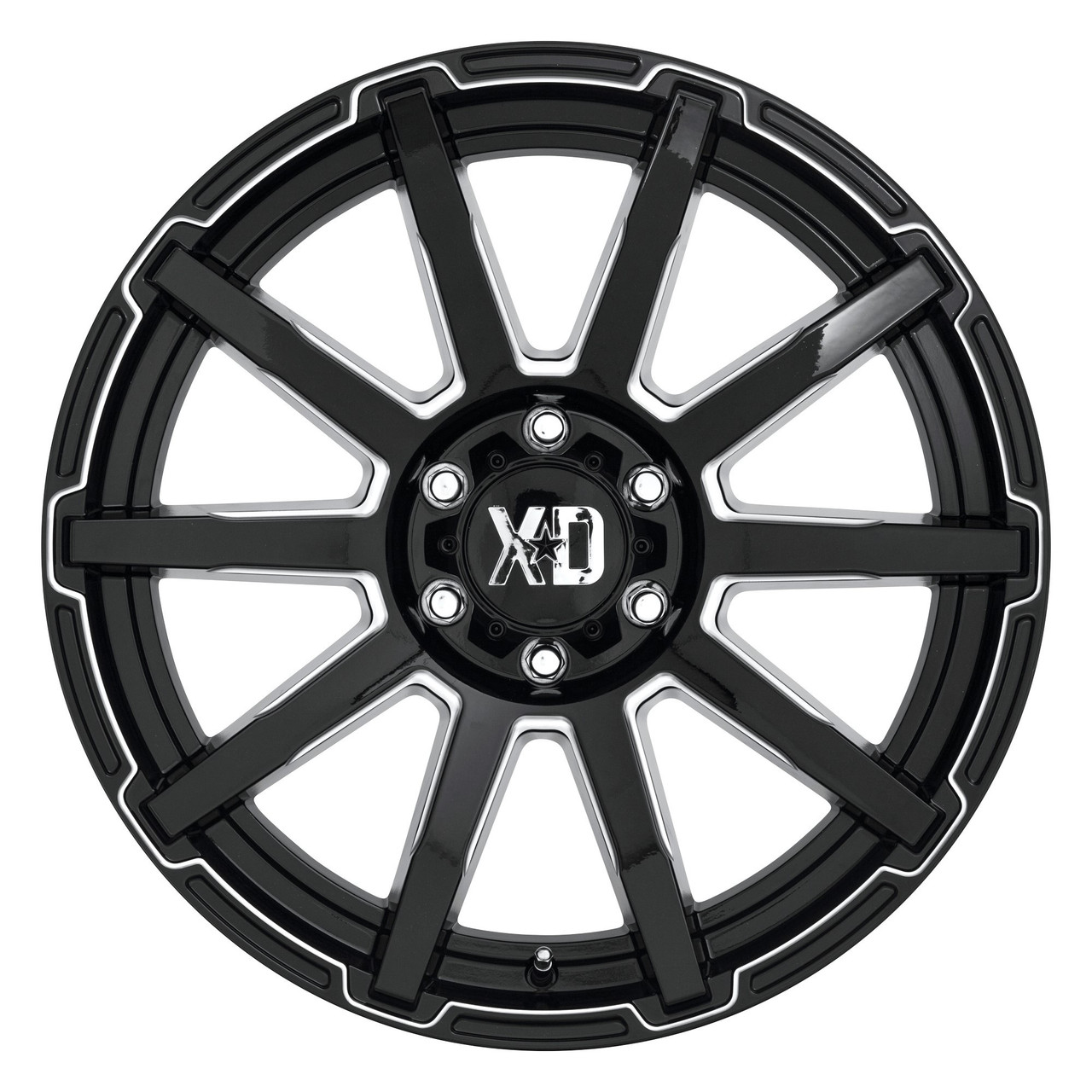 Set 4 XD XD847 Outbreak 20x10 5x5.5 Gloss Black Milled Wheels 20" -18mm Rims