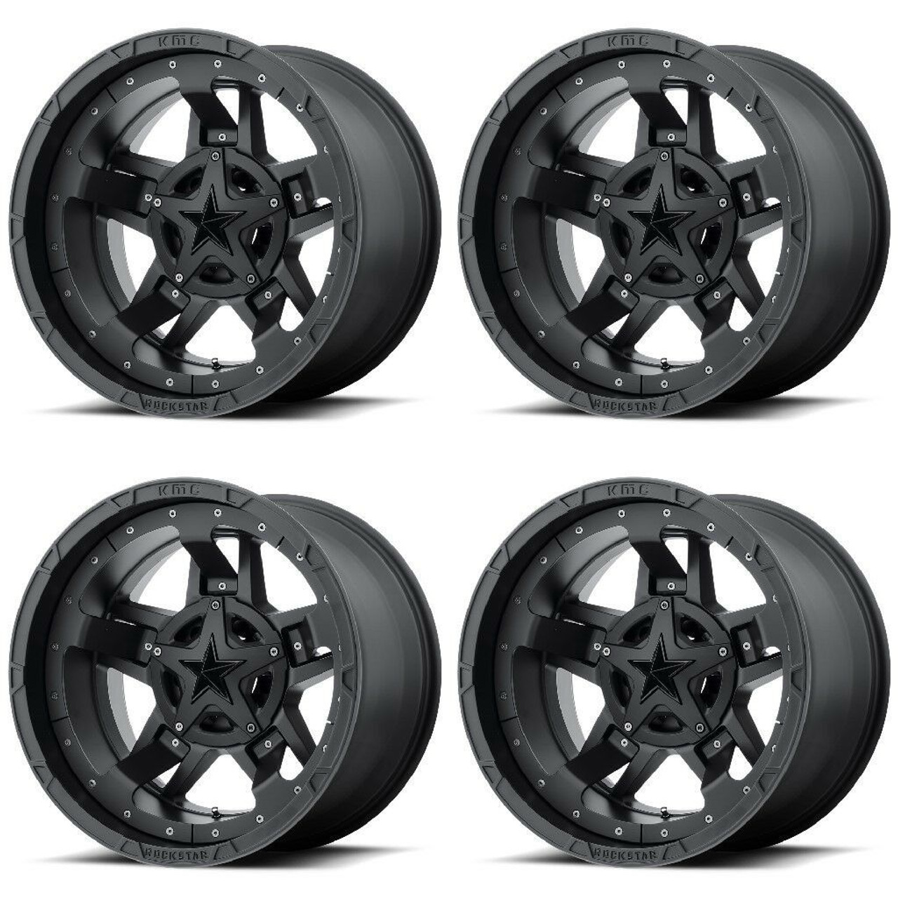 Set 4 XD XD827 Rockstar III 17x9 5x4.5 5x5 Matte Black Wheels 17" -12mm Rims