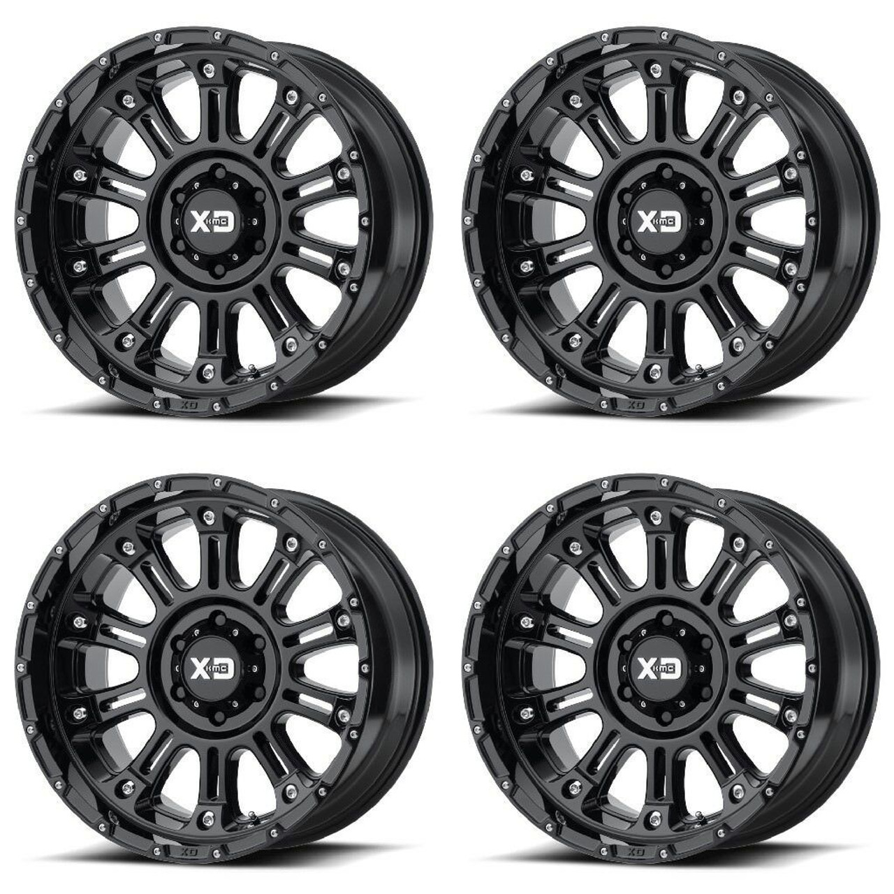 Set 4 XD XD829 Hoss II 18x9 6x5.5 Gloss Black Wheels 18" 18mm Rims