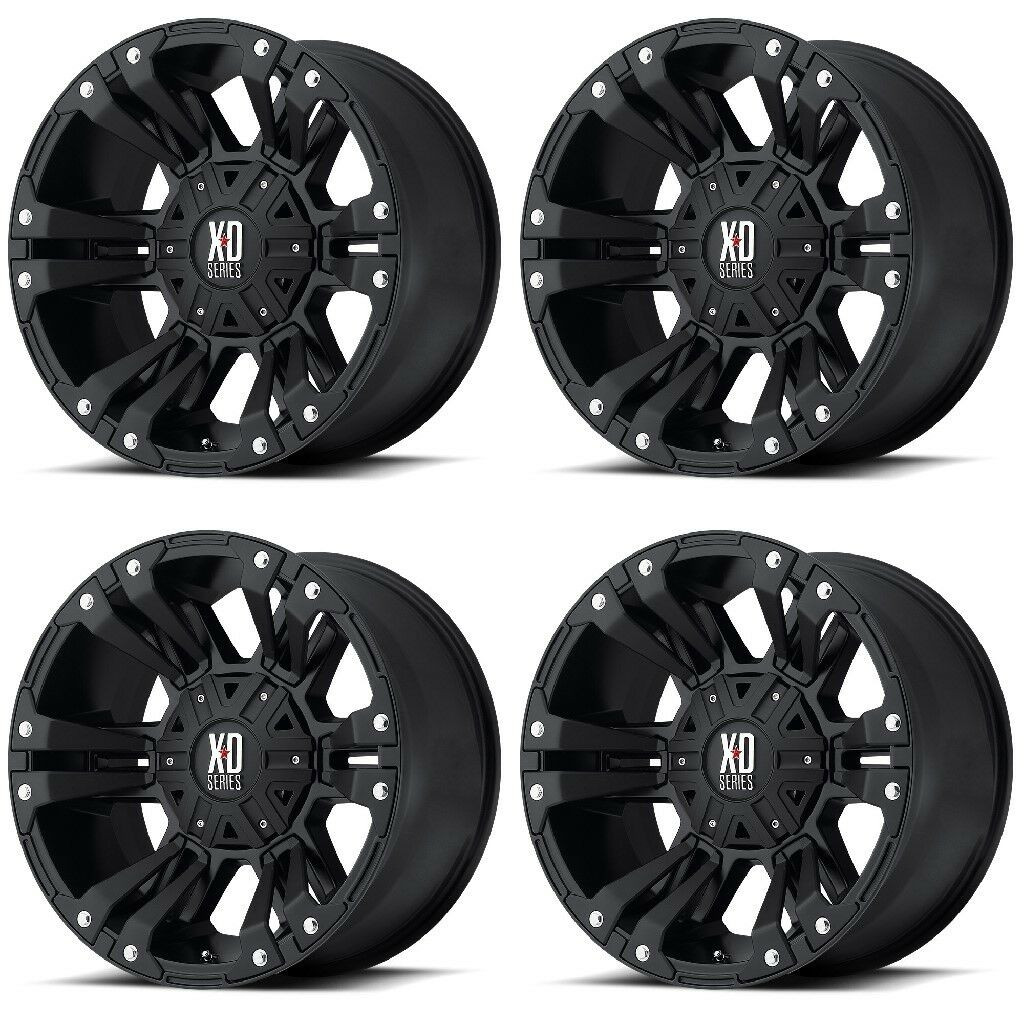 Set 4 XD XD822 Monster II 20x9 6x135 6x5.5 Matte Black Wheels 20" 0mm Rims