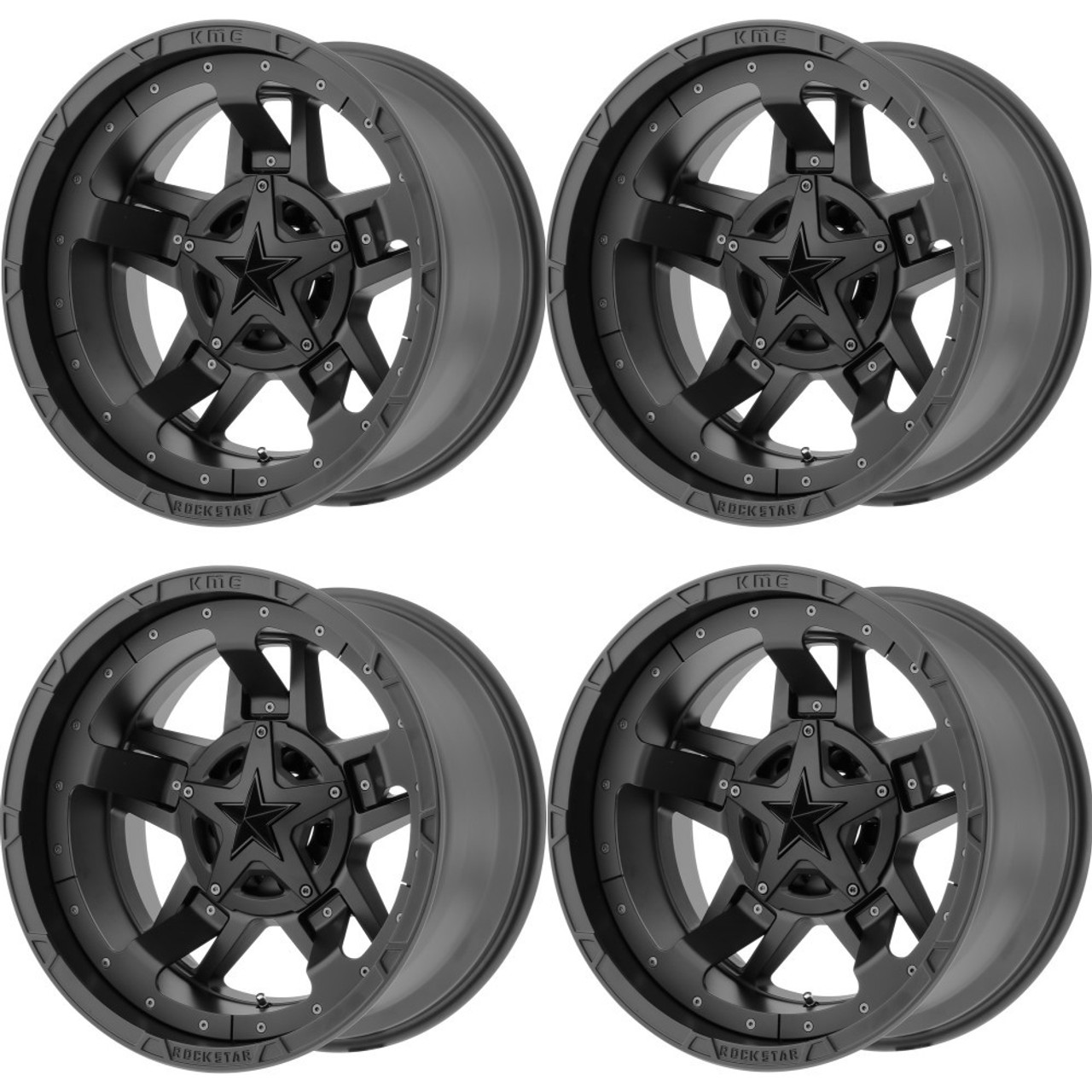 Set 4 XD XD827 Rockstar III 18x9 5x4.5 5x5 Matte Black Wheels 18" 0mm Rims