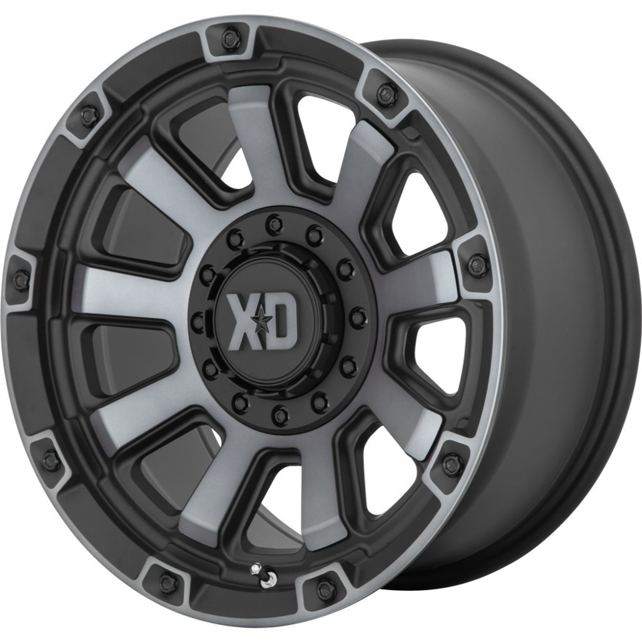 Set 4 XD XD852 Gauntlet 20x10 8x6.5 Satin Black With Gray Tint Wheels 20" -18mm Set 4 XD XD852 Gauntlet 20x10 8x6.5 Satin Black With Gray Tint Wheels 20" -18mm