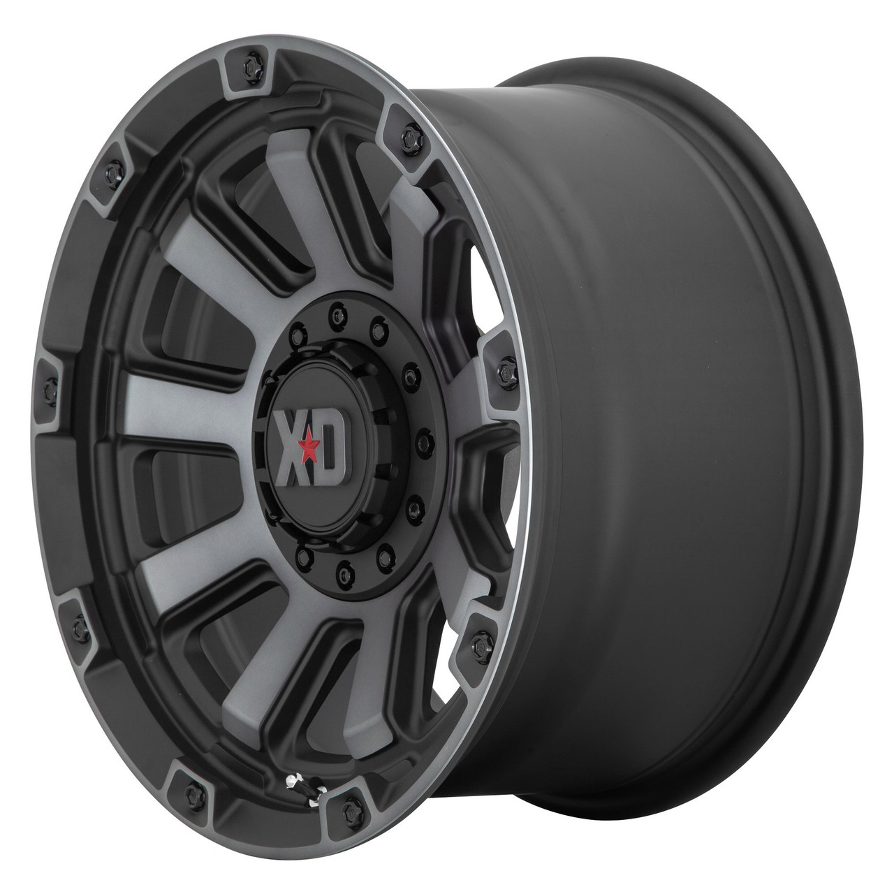 Set 4 XD XD852 Gauntlet 20x10 8x6.5 Satin Black With Gray Tint Wheels 20" -18mm Set 4 XD XD852 Gauntlet 20x10 8x6.5 Satin Black With Gray Tint Wheels 20" -18mm