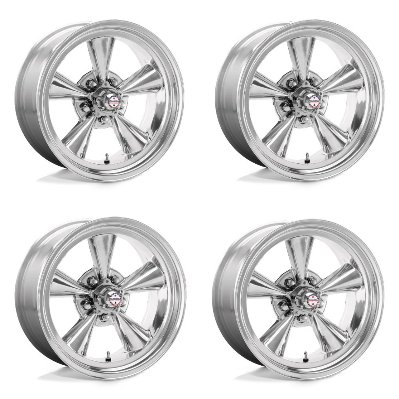 Set 4 15" American Racing Vintage VN109 TT O 15x7 5x4.75 -6mm Polished Wheels Set 4 15" American Racing Vintage VN109 TT O 15x7 5x4.75 -6mm Polished Wheels