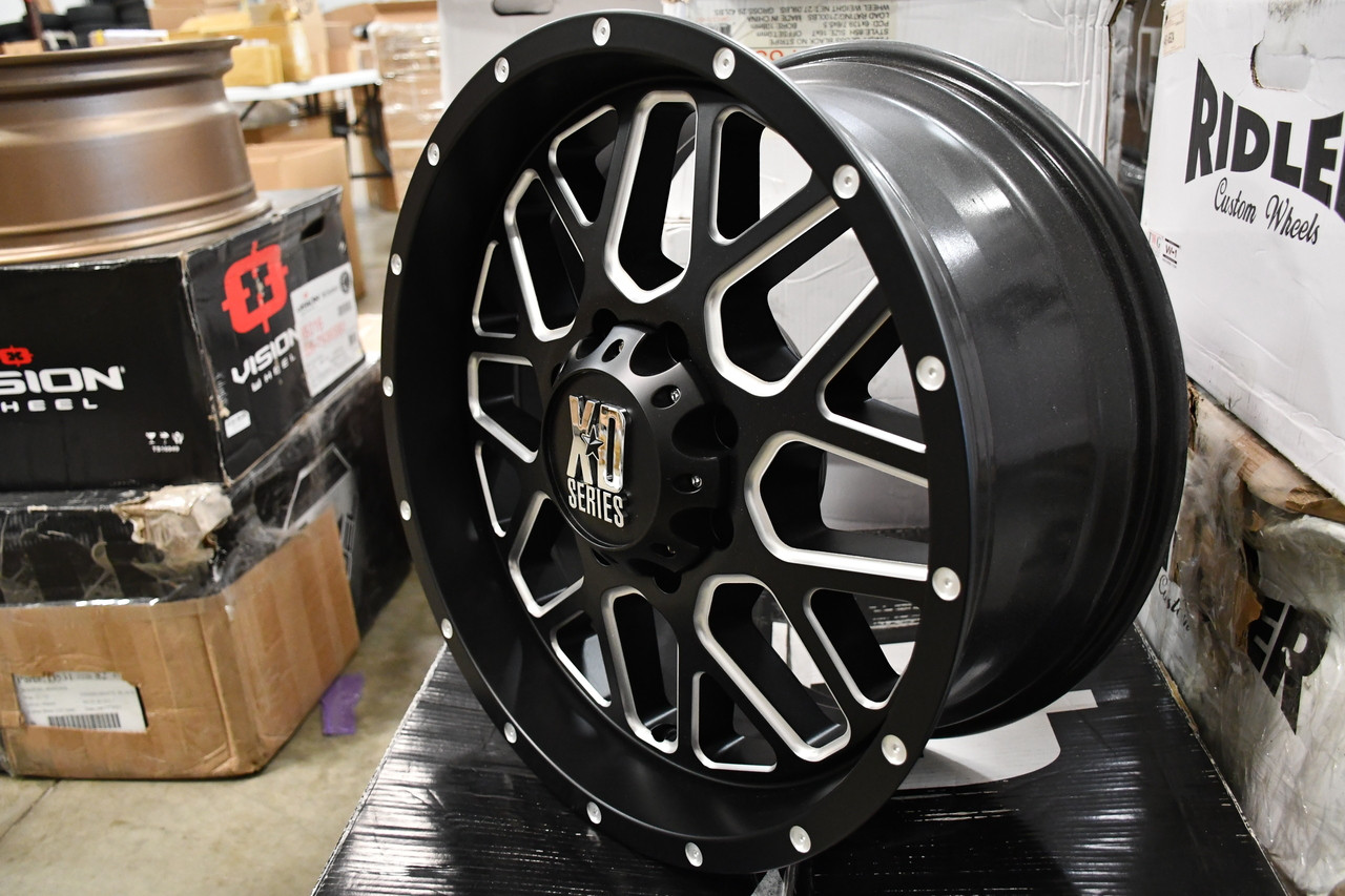 Set 4 XD XD820 Grenade 22x10 5x5 Satin Black Milled Wheels 22" -24mm Rims