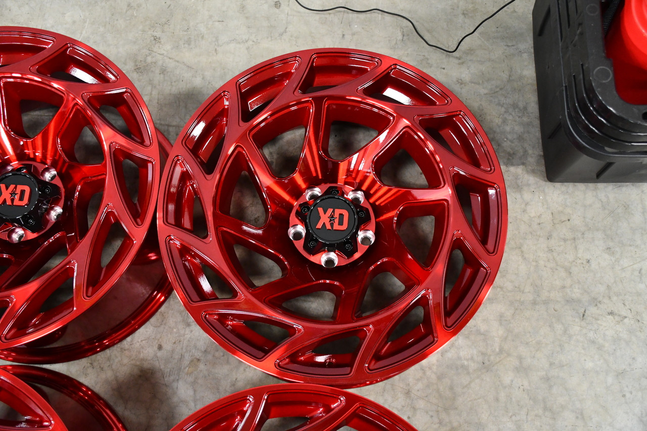Set 4 XD XD860 Onslaught 20x10 5x5 Candy Red Wheels 20" -18mm Rims Set 4 XD XD860 Onslaught 20x10 5x5 Candy Red Wheels 20" -18mm Rims