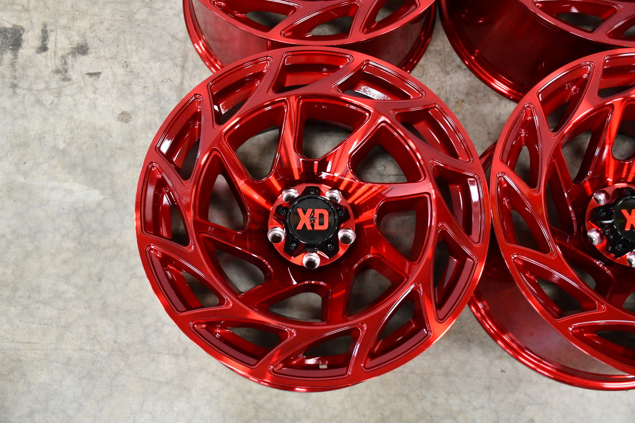 Set 4 XD XD860 Onslaught 20x10 5x5 Candy Red Wheels 20" -18mm Rims