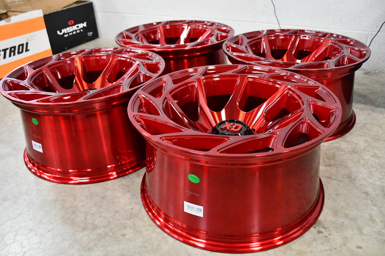 Set 4 XD XD860 Onslaught 20x10 5x5 Candy Red Wheels 20" -18mm Rims Set 4 XD XD860 Onslaught 20x10 5x5 Candy Red Wheels 20" -18mm Rims