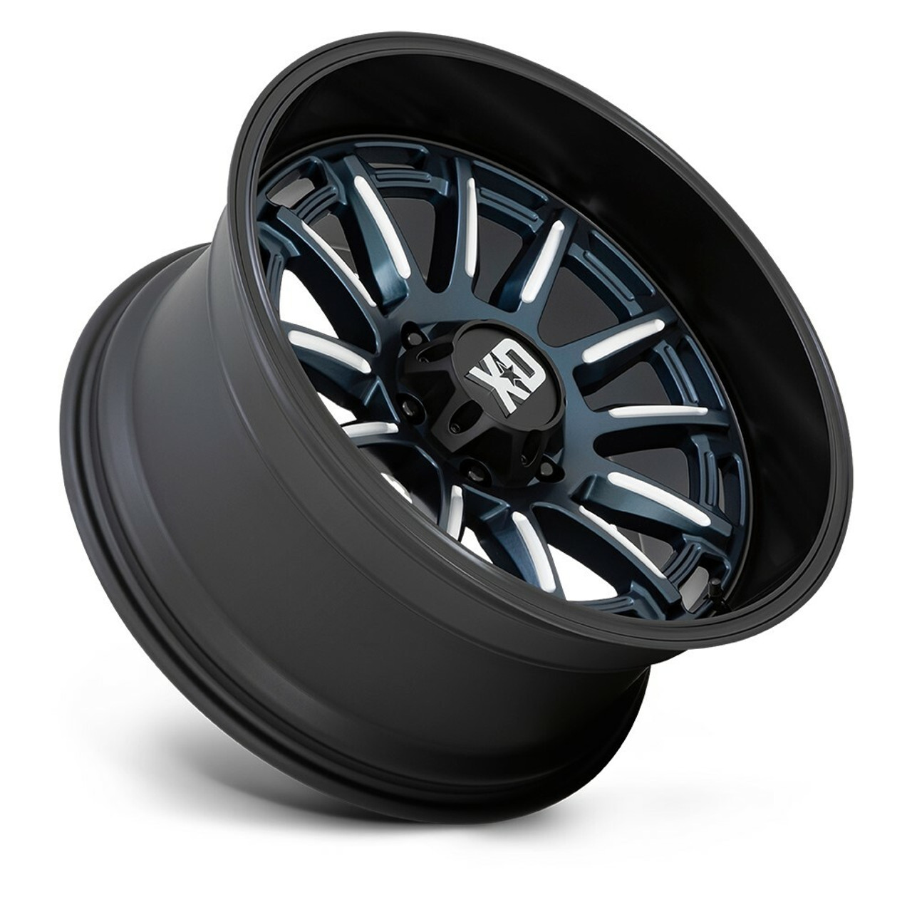 Set 4 XD XD865 Phoenix 20x9 6x5.5 Metallic Blue Milled Black Lip Wheels 20" 0mm