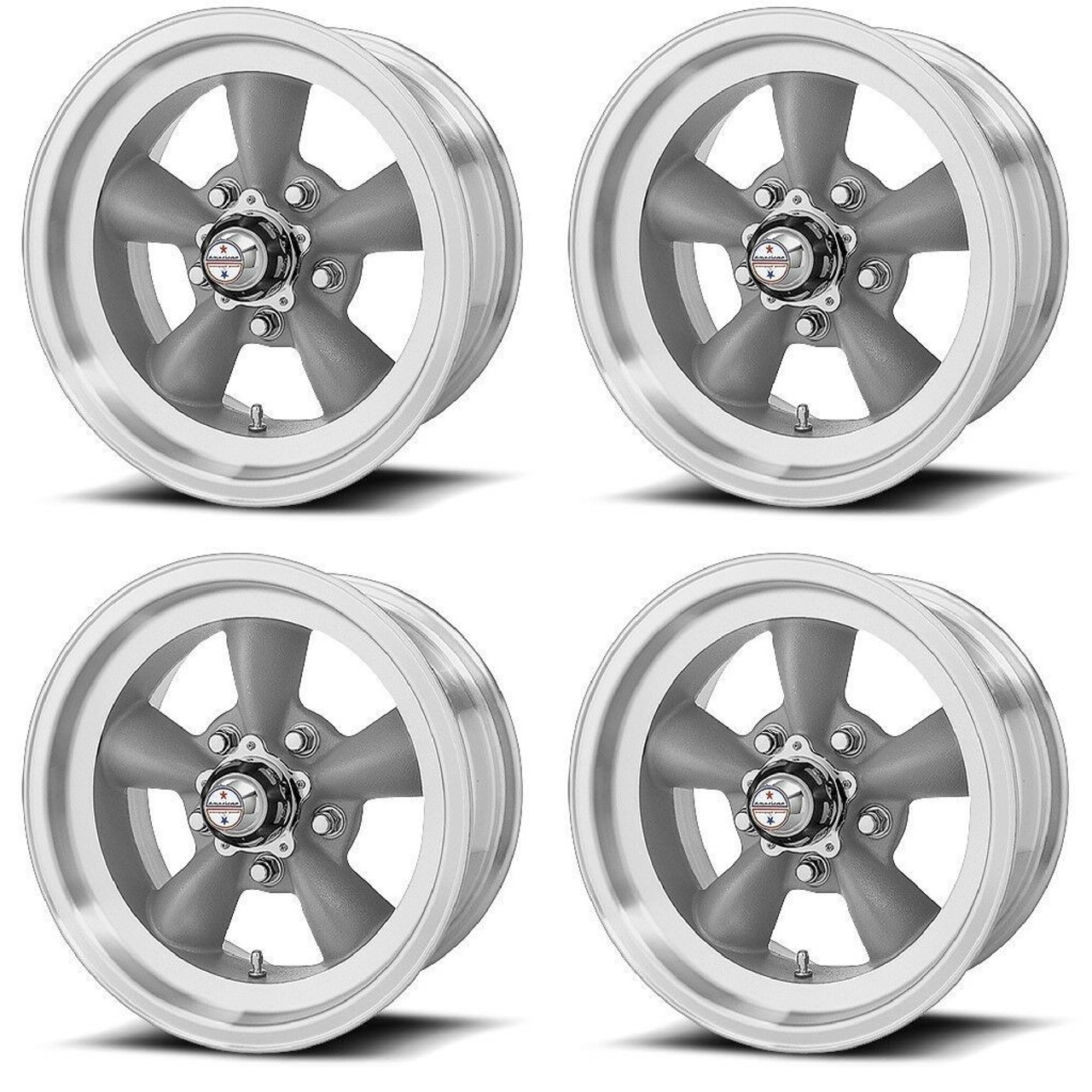 Set 4 American Racing VN105 Torq Thrust D 15x8 5x4.5 Gray Machine Wheels 0mm