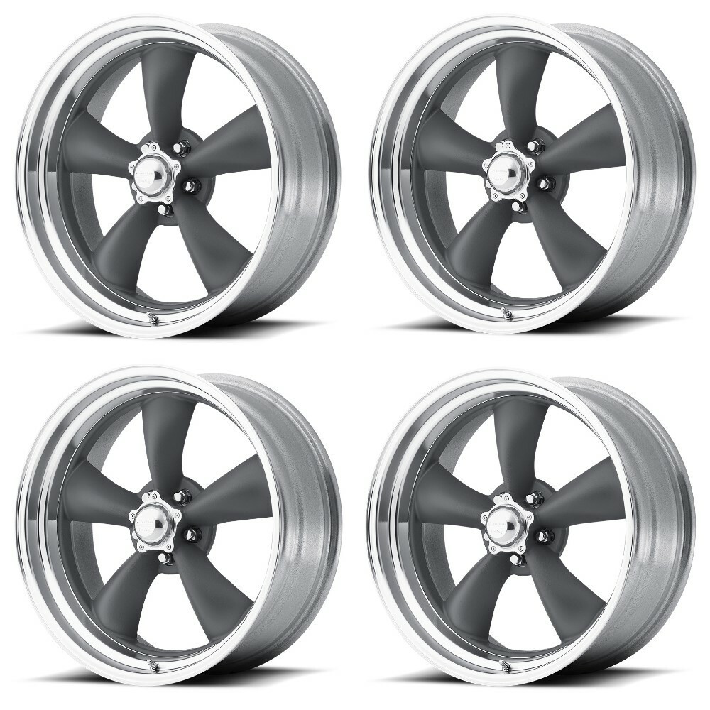 Set 4 18" American Racing VN215 Classic Torq Thrust II 18x7 5x4.5 Gray Wheel 6mm