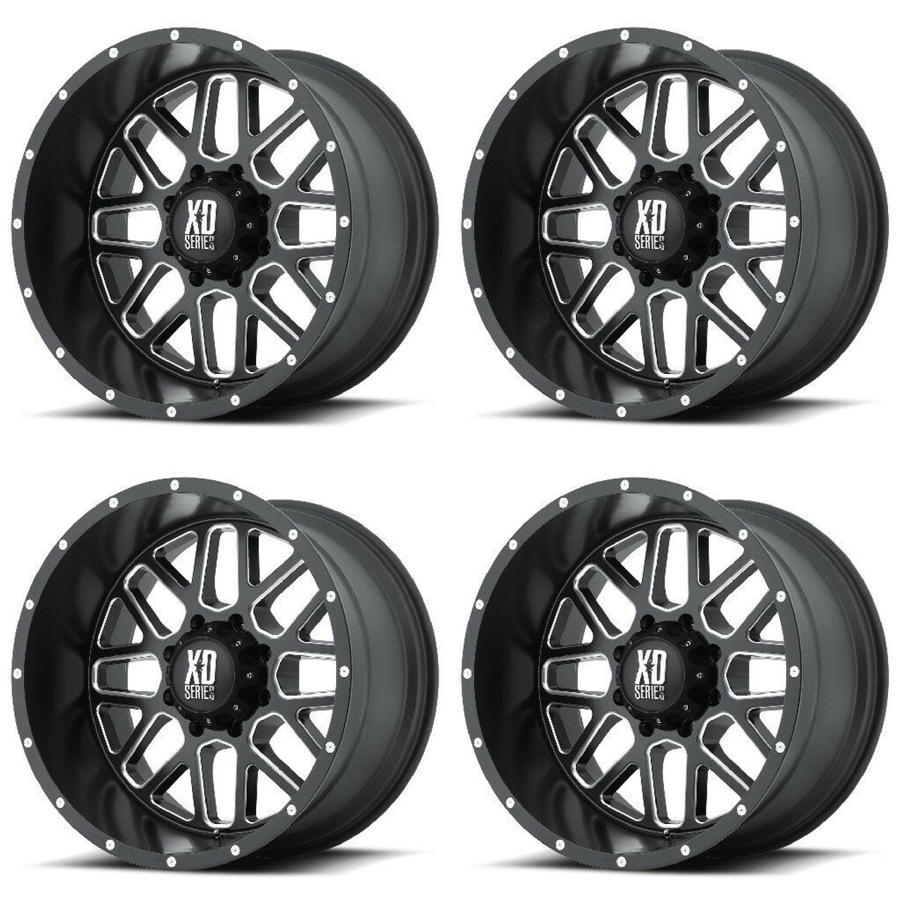 Set 4 XD XD820 Grenade 20x12 5x5 Satin Black Milled Wheels 20" -44mm Rims