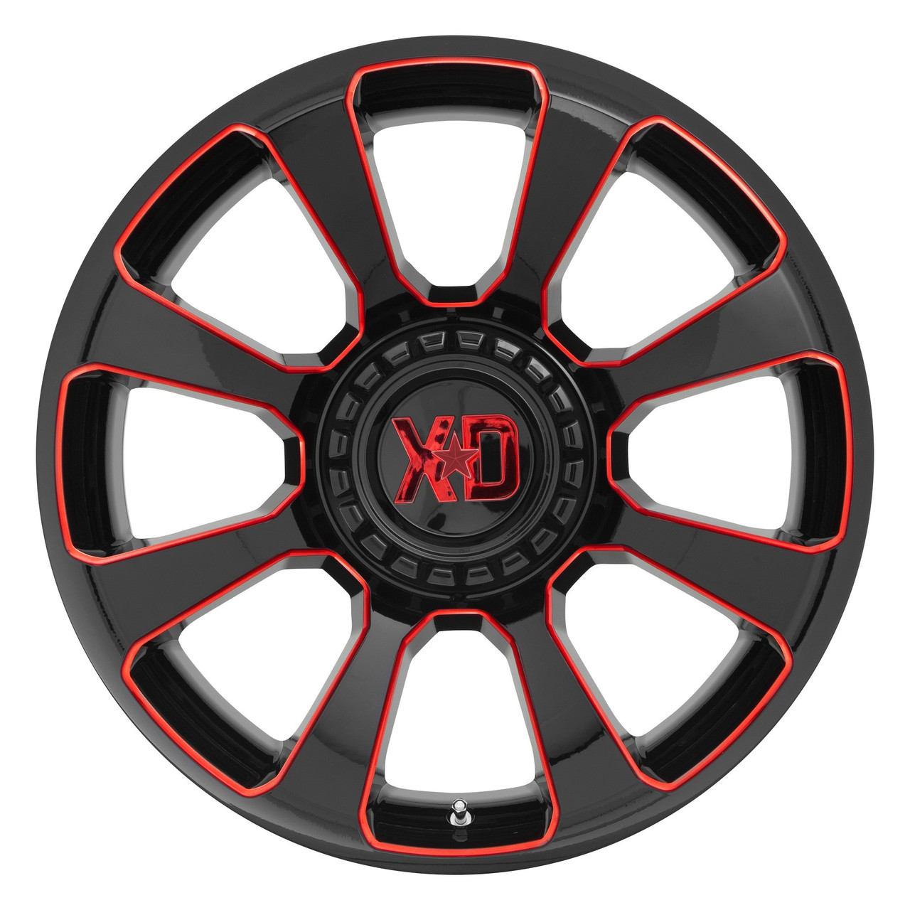 Set 4 XD XD854 Reactor 20x10 5x5 5x5.5 Black Milled Red Tint Wheels 20" -18mm