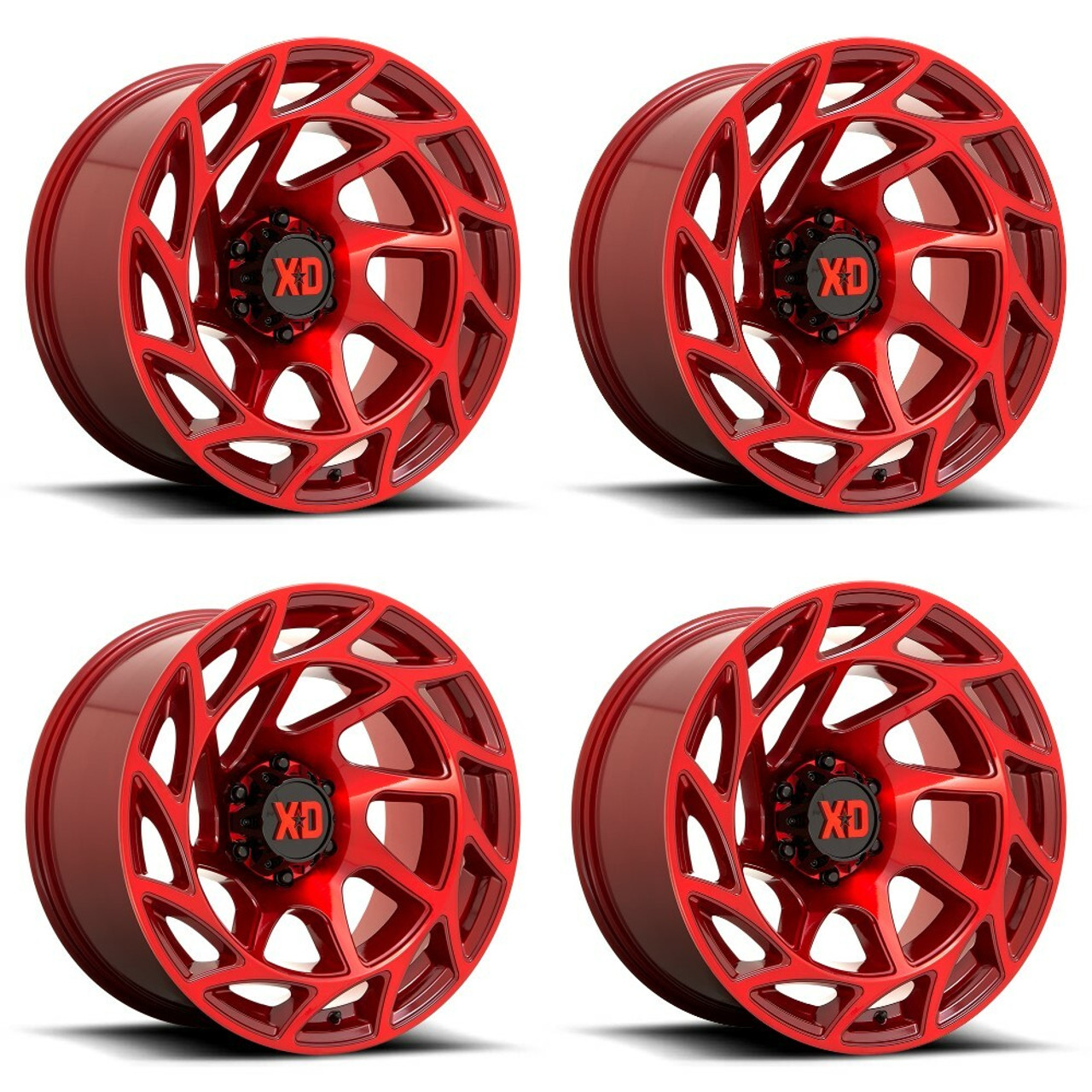 Set 4 XD XD860 Onslaught 20x9 6x5.5 Candy Red Wheels 20" 0mm Rims