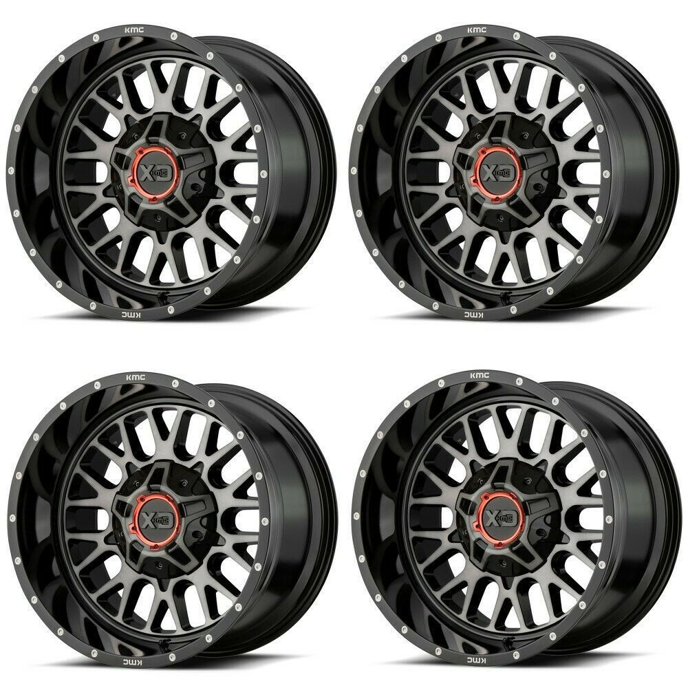 Set 4 XD XD842 Snare 20x9 8x6.5 Gloss Black Gray Tint Wheels 20" 0mm Rims