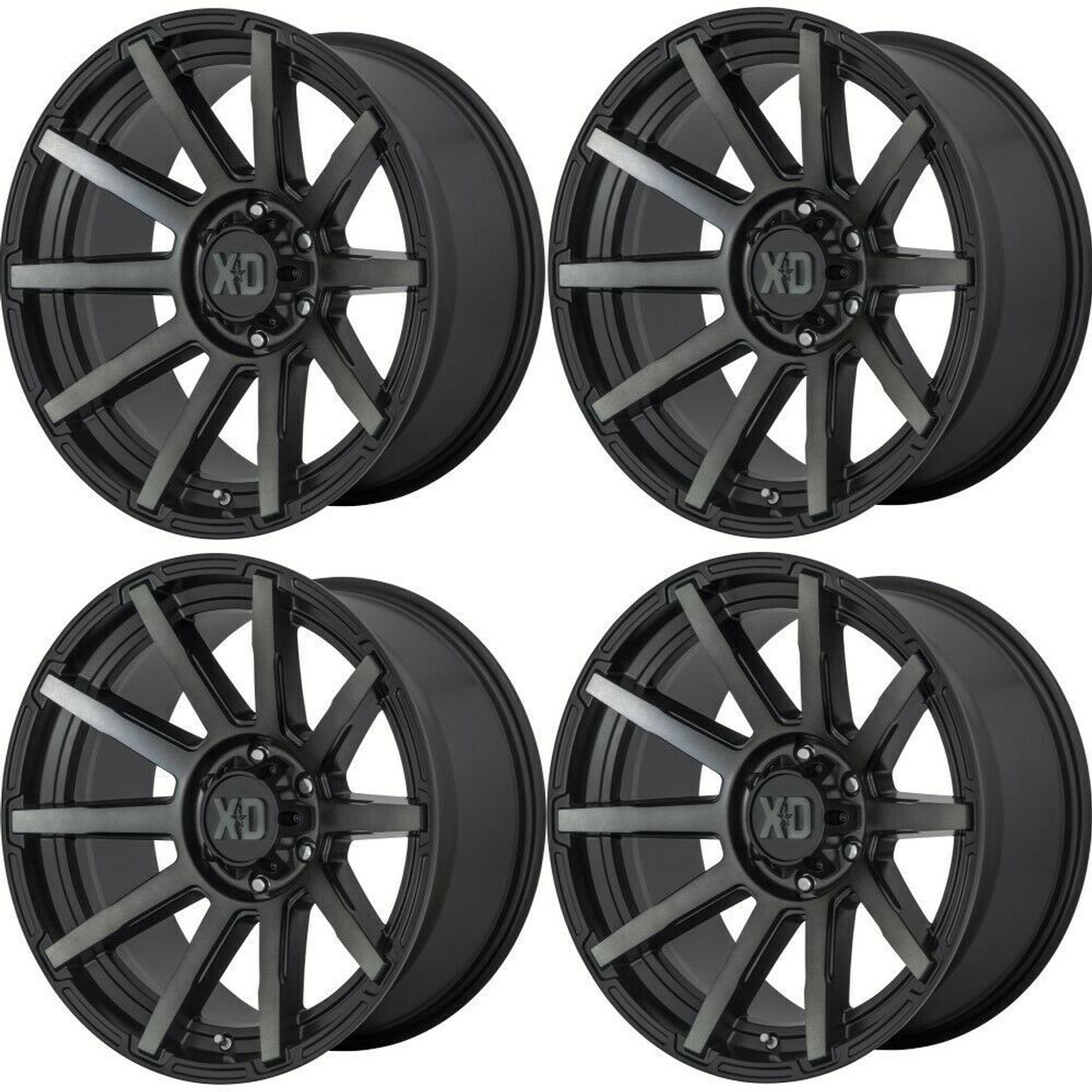 Set 4 XD XD847 Outbreak 20x9 8x6.5 Satin Black With Gray Tint Wheels 20" 0mm