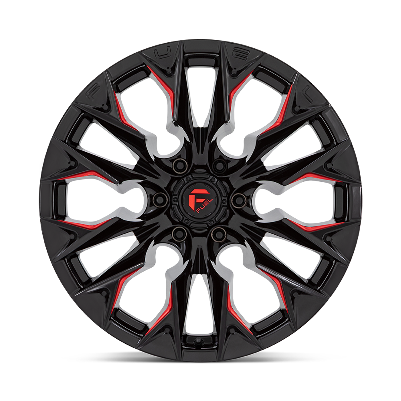 Set 4 Fuel  D823 Flame 22x12 6x135 Gloss Black Milled Candy Red Wheels 22" -44mm