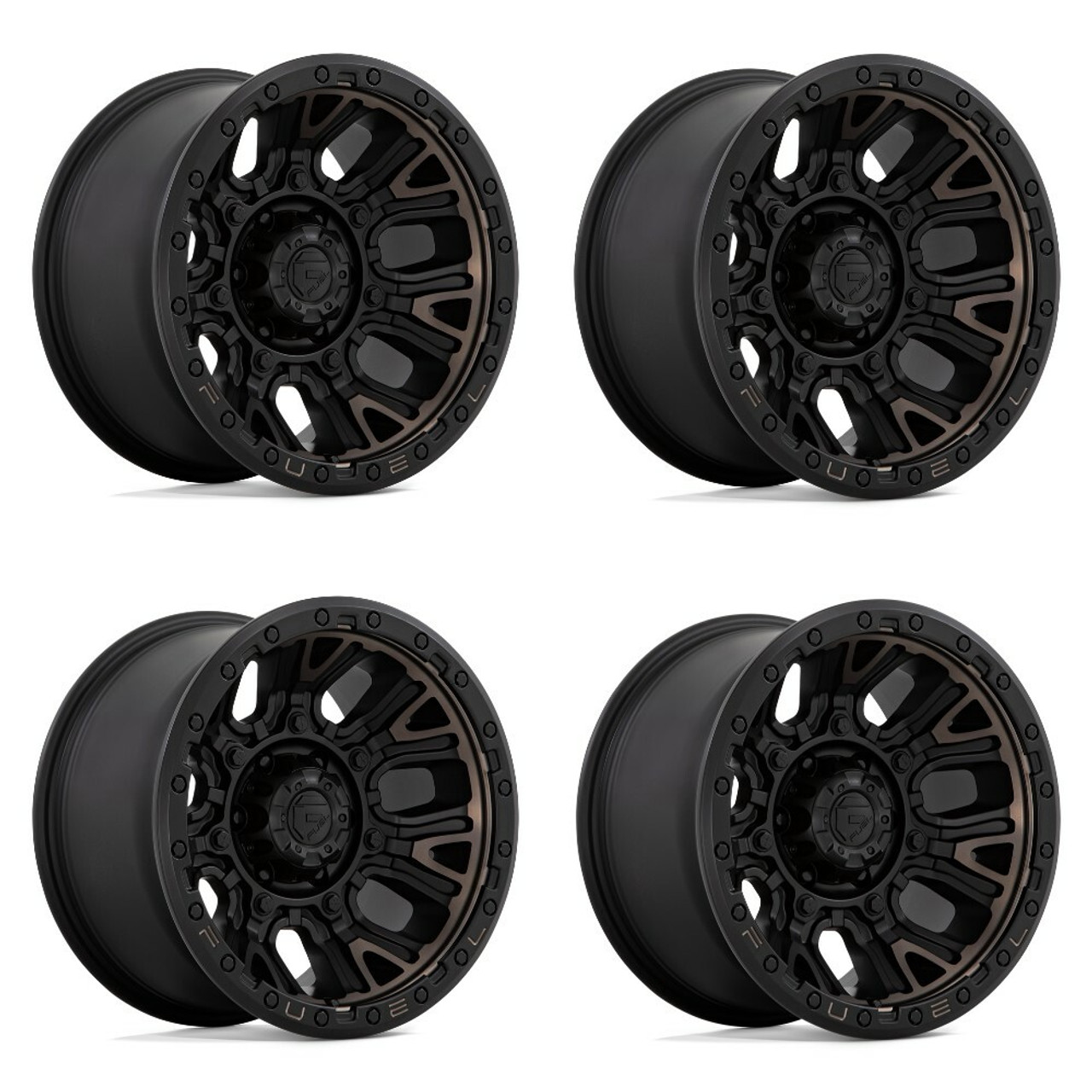 Set 4 Fuel  D824 Traction 20x9 8x180 Matte Black Double Dark Tint Wheels 20" 1mm