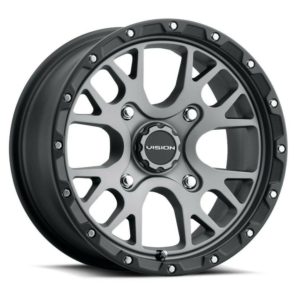 Set 4 15" Vision 545 Rocker UTV Satin Grey 15x7 Wheels 4x110 13mm Rims