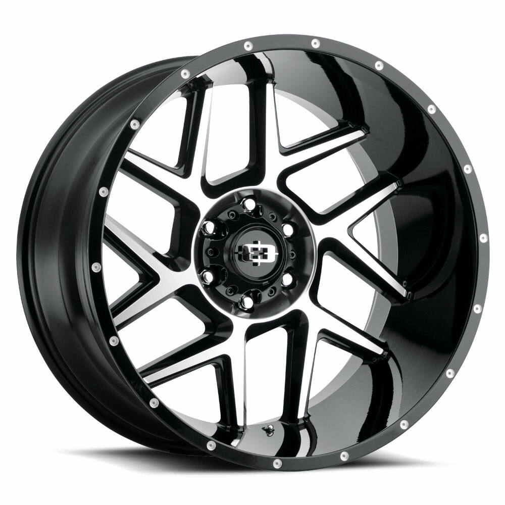 Set 4 20" Vision 360 Sliver Gloss Black Machined Face 20x10 Wheels 8x180 -25mm Rims