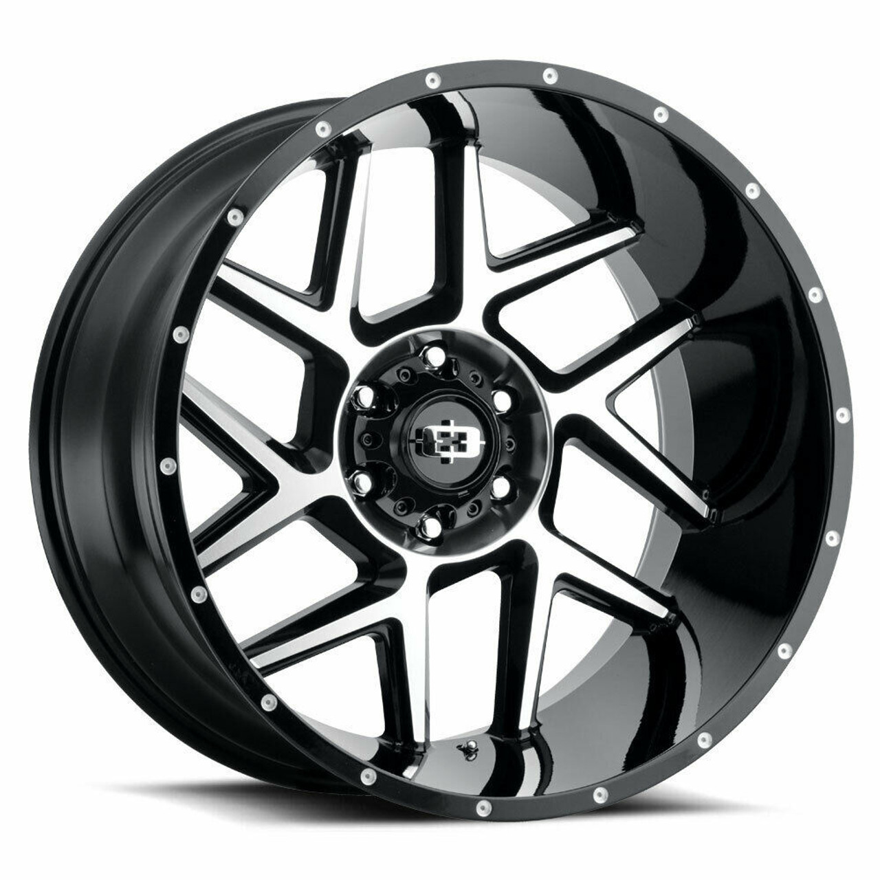 Set 4 20" Vision 360 Sliver Gloss Black Machined Face Wheels 20x12 6x135 -51mm